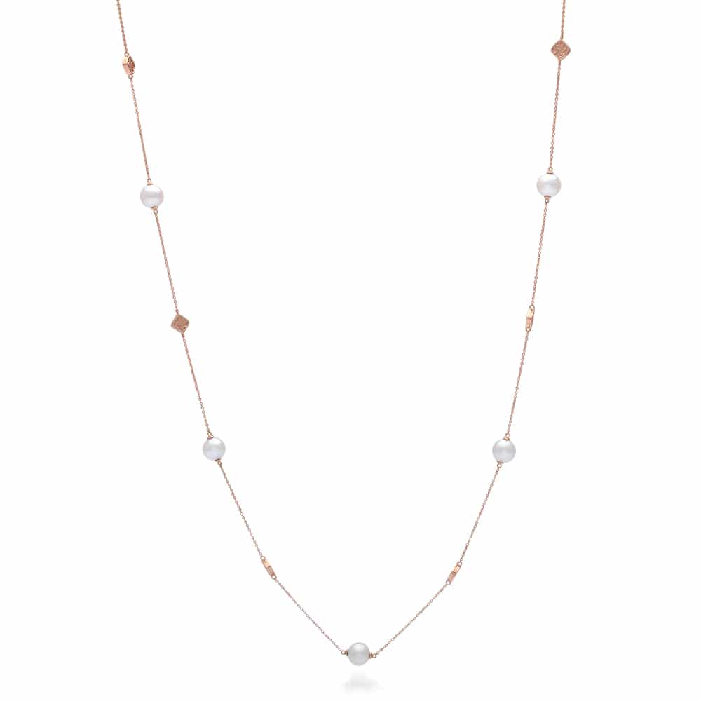 An elegant Seagrass Pearl Necklace featuring Broken Bay (NSW) grown Australian Akoya pearls set on a gold chain.