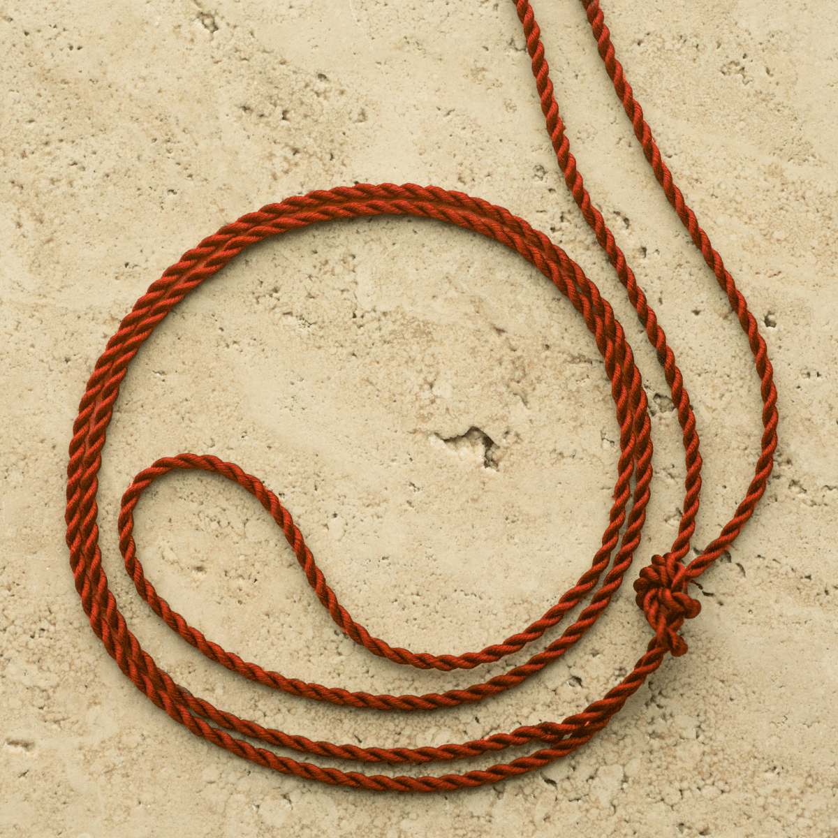 A versatile 100% Japanese Red Silk Cord Rope with stainless steel end caps, measuring at 100cm long.