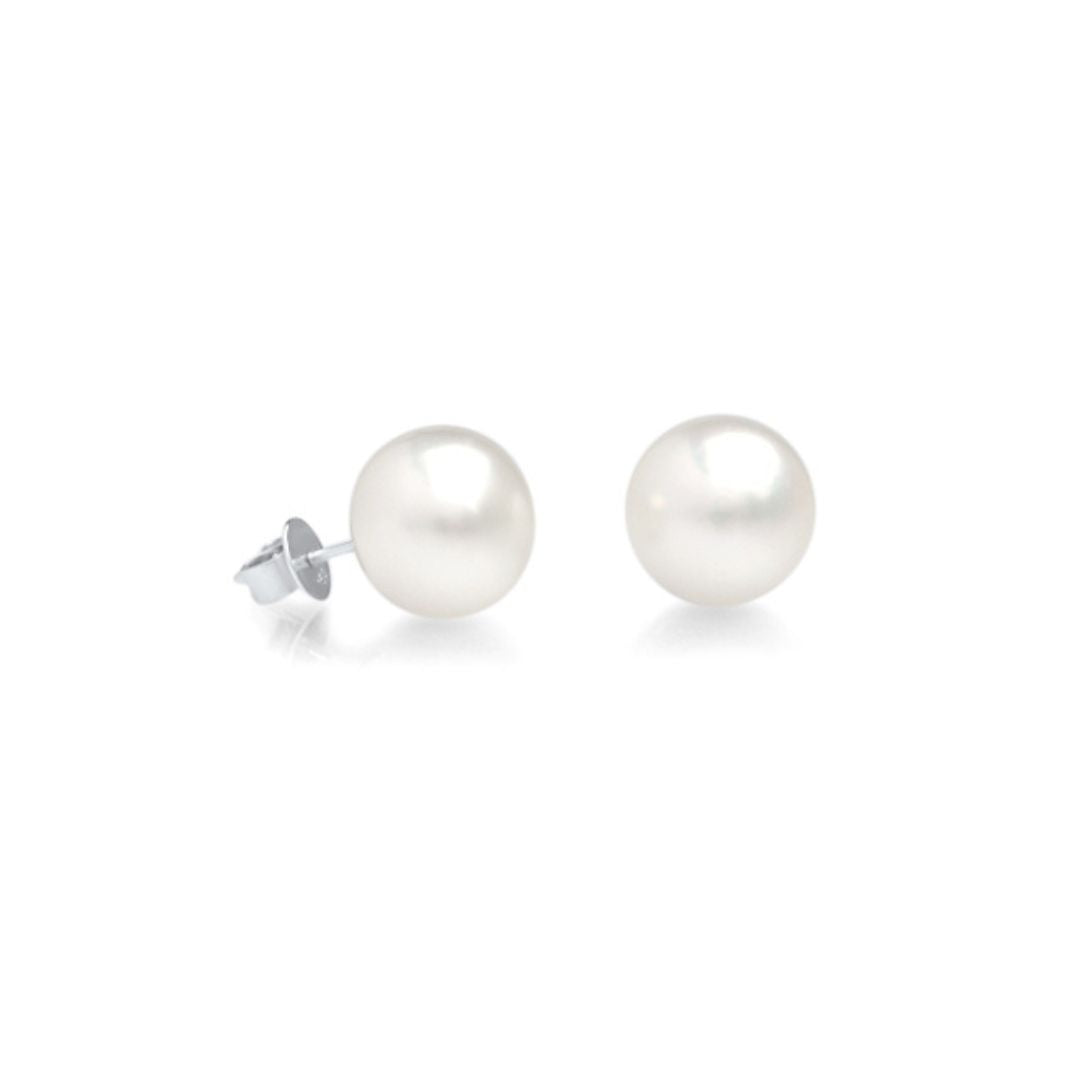 A pair of South Sea Pearl stud earrings set in white gold. 