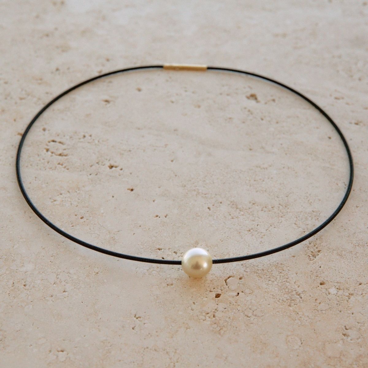 Spiral Necklace Australian South Sea Cygnet Bay Gold Drop 12.5mm A2 50cm Gold Plated Stainless Steel