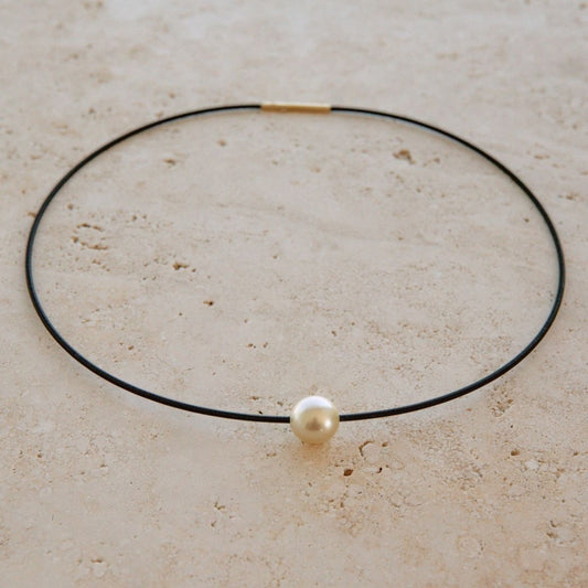 Spiral Necklace Australian South Sea Cygnet Bay Gold Drop 12.5mm A2 50cm Gold Plated Stainless Steel