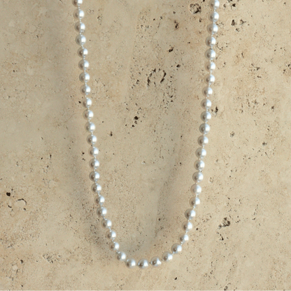 This striking Pearl Strand Necklace features eighty-three (83) 7mm Round AA grade Broken Bay (NSW) grown Australian Akoya pearls. This 68cm strand is set with a 9ct White Gold clasp.