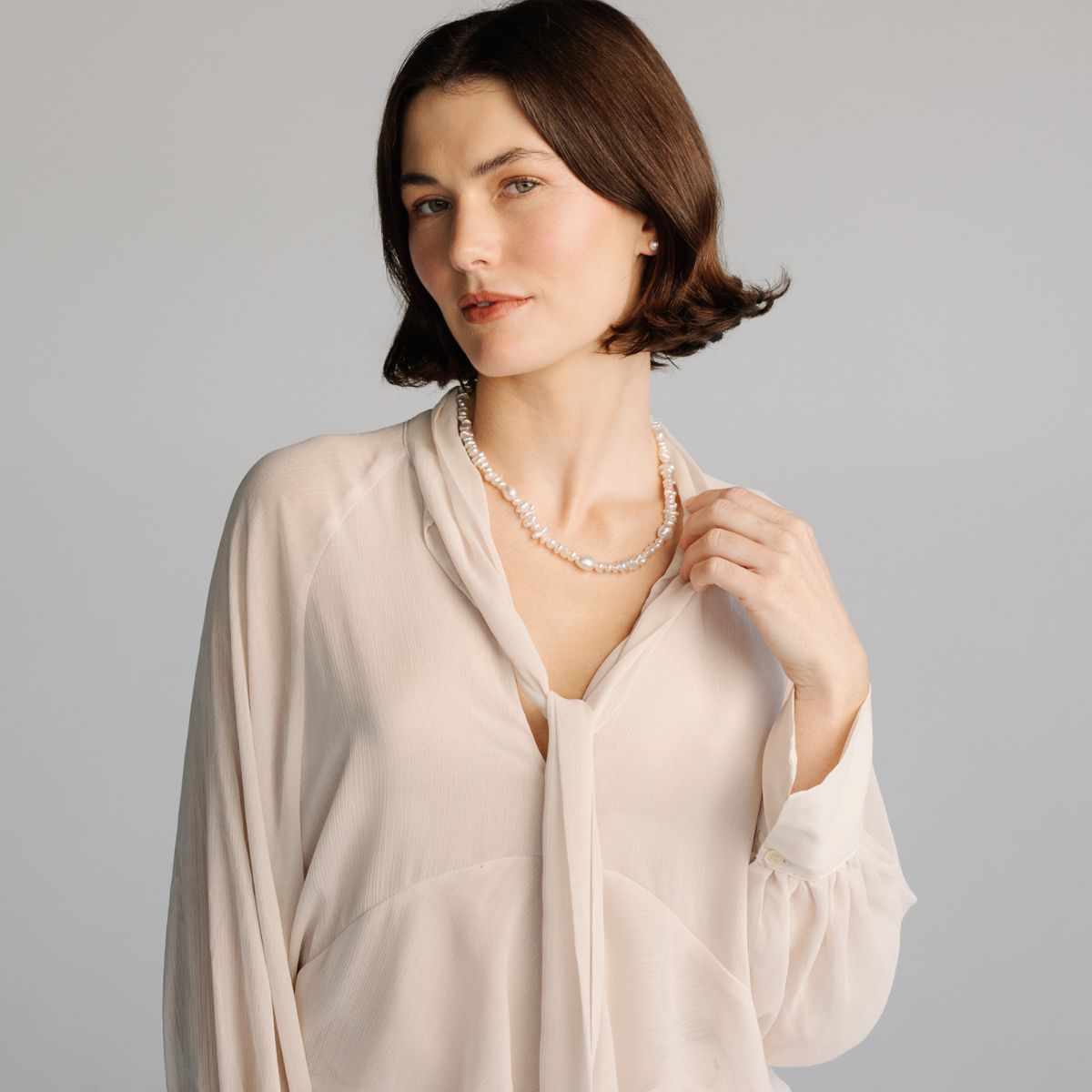 This striking Keshi Pearl Strand Necklace features ninety-five (95) 5 to 10mm A grade Cygnet Bay (WA) grown Australian South Sea Keshi pearls. This 46cm pearl strand is carefully hand strung with silk and set with an 18ct White Gold Ball Clasp.