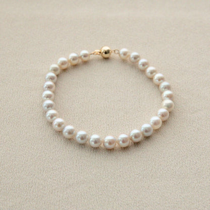 Strand Bracelet Australian Akoya Broken Bay 6-6.5mm AAA 27pc 20cm 9ct Yellow Gold Ball Clasp
