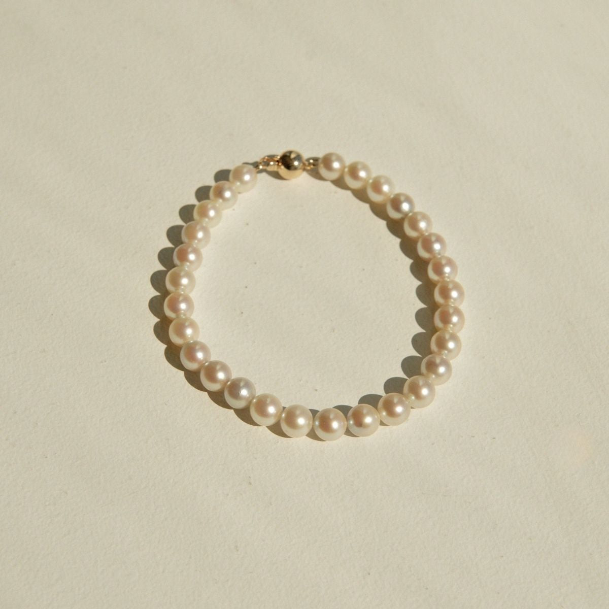 Strand Bracelet Australian Akoya Broken Bay 6.5mm AA 28pc 20.5cm 18ct Yellow Gold Ball Clasp