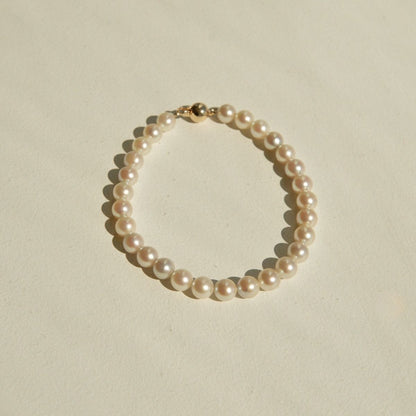 Strand Bracelet Australian Akoya Broken Bay 6.5mm AA 28pc 20.5cm 18ct Yellow Gold Ball Clasp