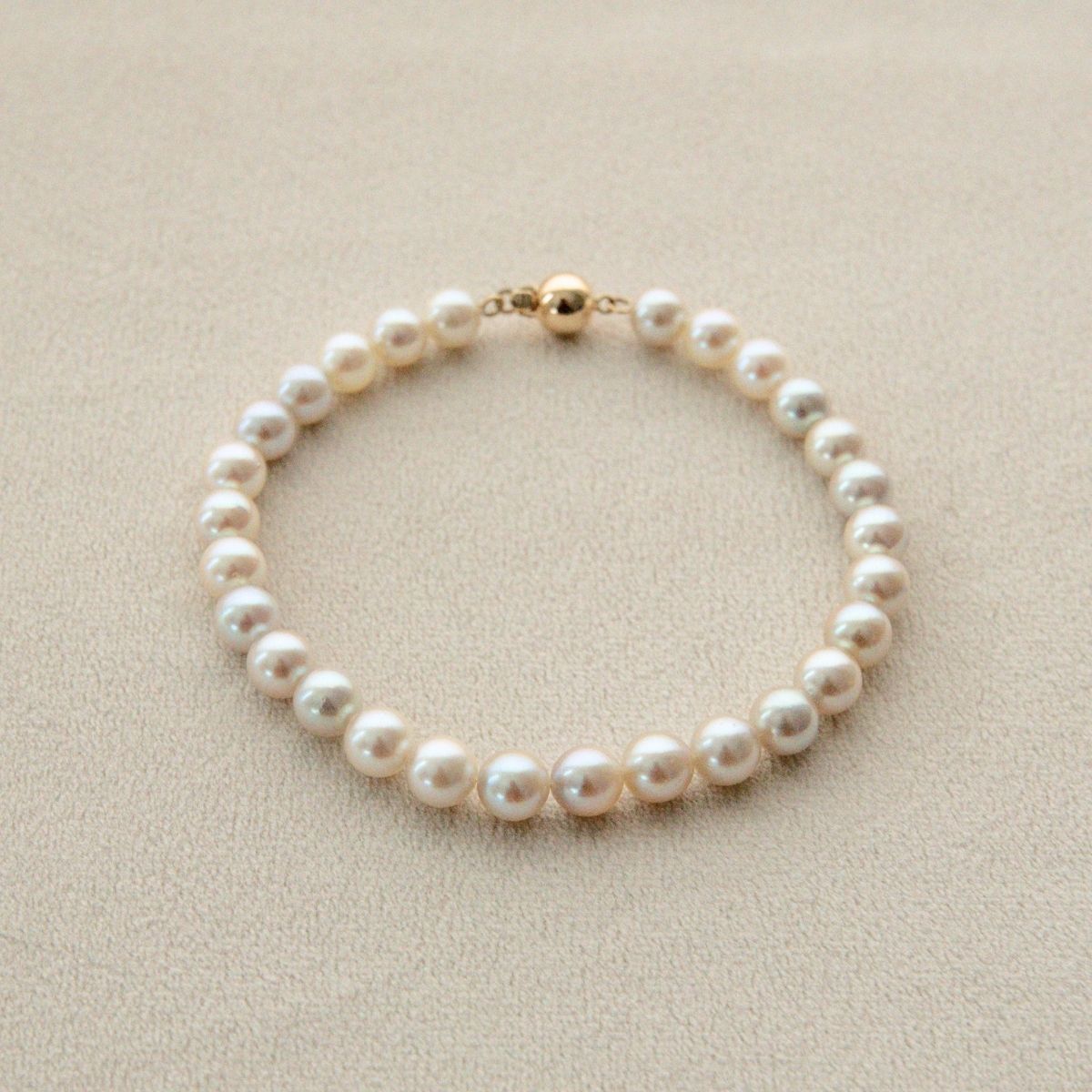 Strand Bracelet Australian Akoya Broken Bay 6.5mm AA 28pc 20.5cm 18ct Yellow Gold Ball Clasp