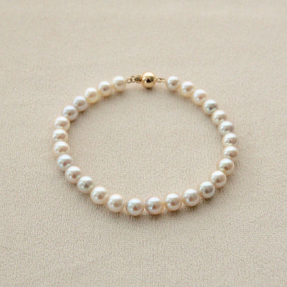 Strand Bracelet Australian Akoya Broken Bay 6.5mm AA 28pc 20.5cm 18ct Yellow Gold Ball Clasp
