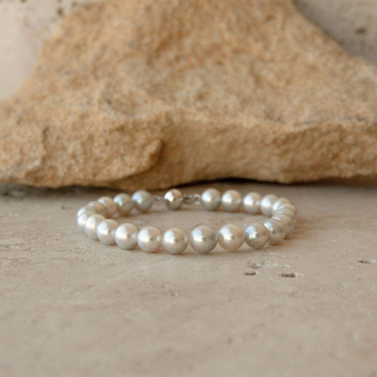 Strand Bracelet Australian Akoya Broken Bay 7-7.5mm AA 23pc 18.5cm 9ct White Gold Ball Clasp