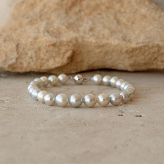 Strand Bracelet Australian Akoya Broken Bay 7-7.5mm AA 24pc 19cm 18ct White Gold Ball Clasp