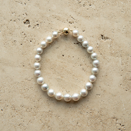 Strand Bracelet Australian Akoya Broken Bay 7-8mm AA 23pc 9ct Yellow Gold