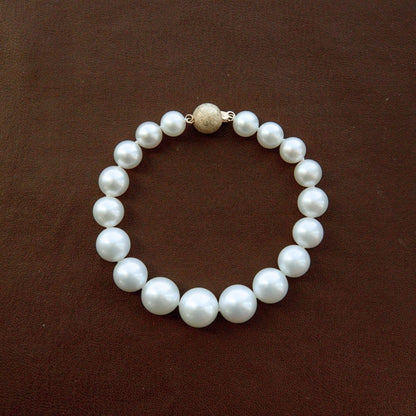 Strand Bracelet Australian South Sea Cygnet Bay 8-13mm Round/Near Round A3/B2 White 18pc 21cm 9ct Yellow Gold Ball Clasp