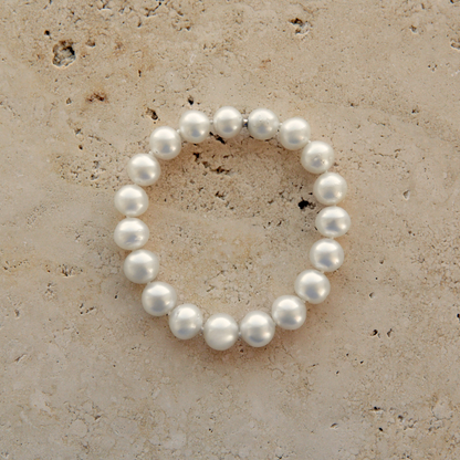 Strand Bracelet Australian South Sea Cygnet Bay Button 9.5-10.5mm B2+ 19pc Stainless Steel Invisible Clasp