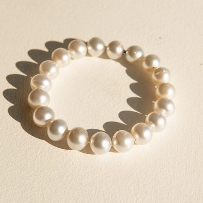 Strand Bracelet Australian South Sea Cygnet Bay Button 9.5-10.5mm B2+ 19pc Stainless Steel Invisible Clasp