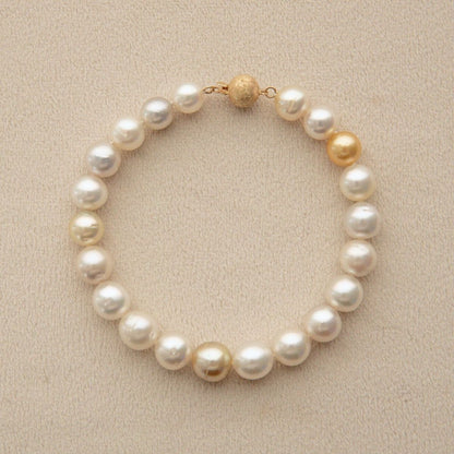 Strand Bracelet Australian South Sea Cygnet Bay Near Round 7.5-9.5mm B2 21pc 21cm 9ct Yellow Gold Ball Clasp