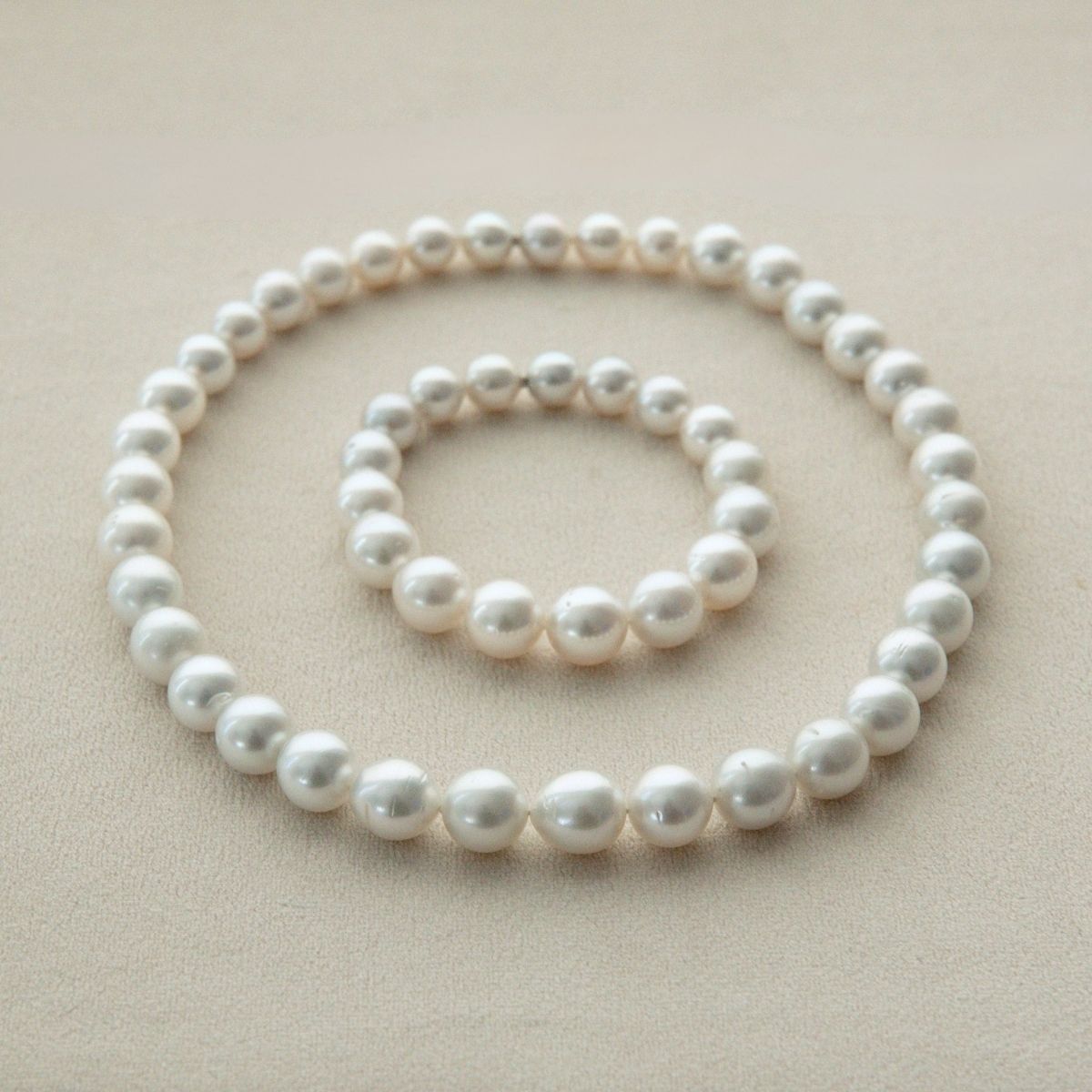 Strand Necklace & Bracelet Set Australian South Sea Cygnet Bay Drop 9-11.5mm B2 White 54pc 62cm Stainless Steel Invisible Clasp