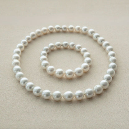 Strand Necklace & Bracelet Set Australian South Sea Cygnet Bay Drop 9-11.5mm B2 White 54pc 62cm Stainless Steel Invisible Clasp