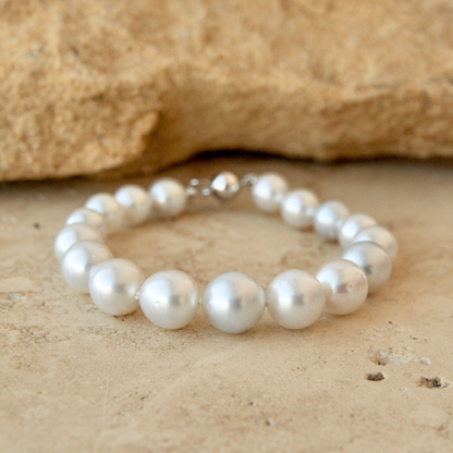Strand Bracelet Australian South Sea Cygnet Bay Drop 8-11.5mm B2 17pc Sterling Silver