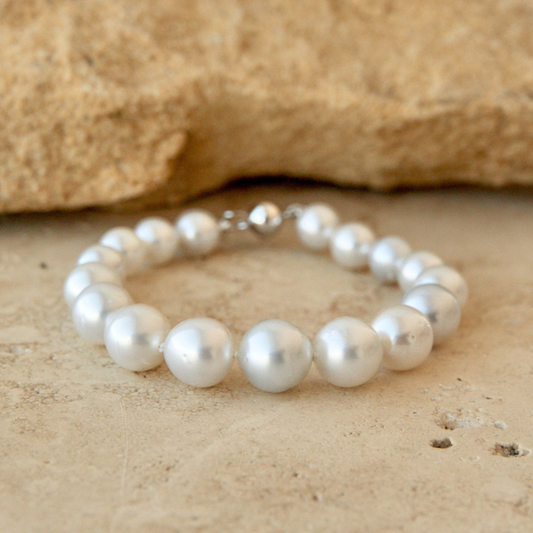 Strand Bracelet Australian South Sea Cygnet Bay Drop 8-11.5mm B2 17pc Sterling Silver