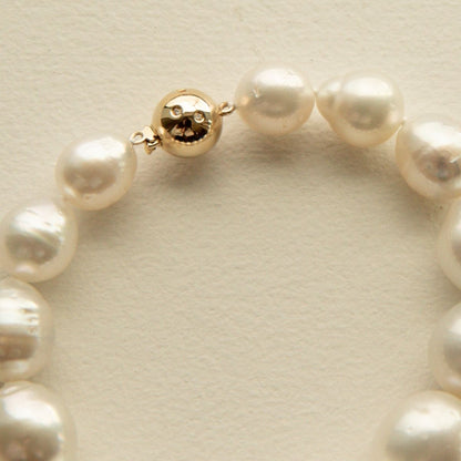 Strand Bracelet Australian South Sea Cygnet Bay Mix Shape 10-15mm B1+/B2 White 13pc 20.5cm 9ct Yellow Gold Ball Clasp