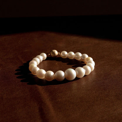 Strand Bracelet Australian South Sea Cygnet Bay Round/Near Round 8.5-13mm A3/B2 White Cream 19pc 21.5cm 9ct Yellow Gold Ball Clasp
