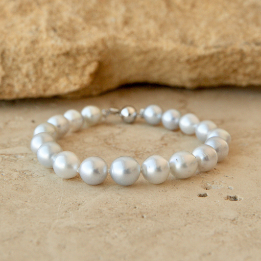 Strand Bracelet Australian South Sea Cygnet Bay Semi Drop 8-10mm B1/B2 18pc Sterling Silver
