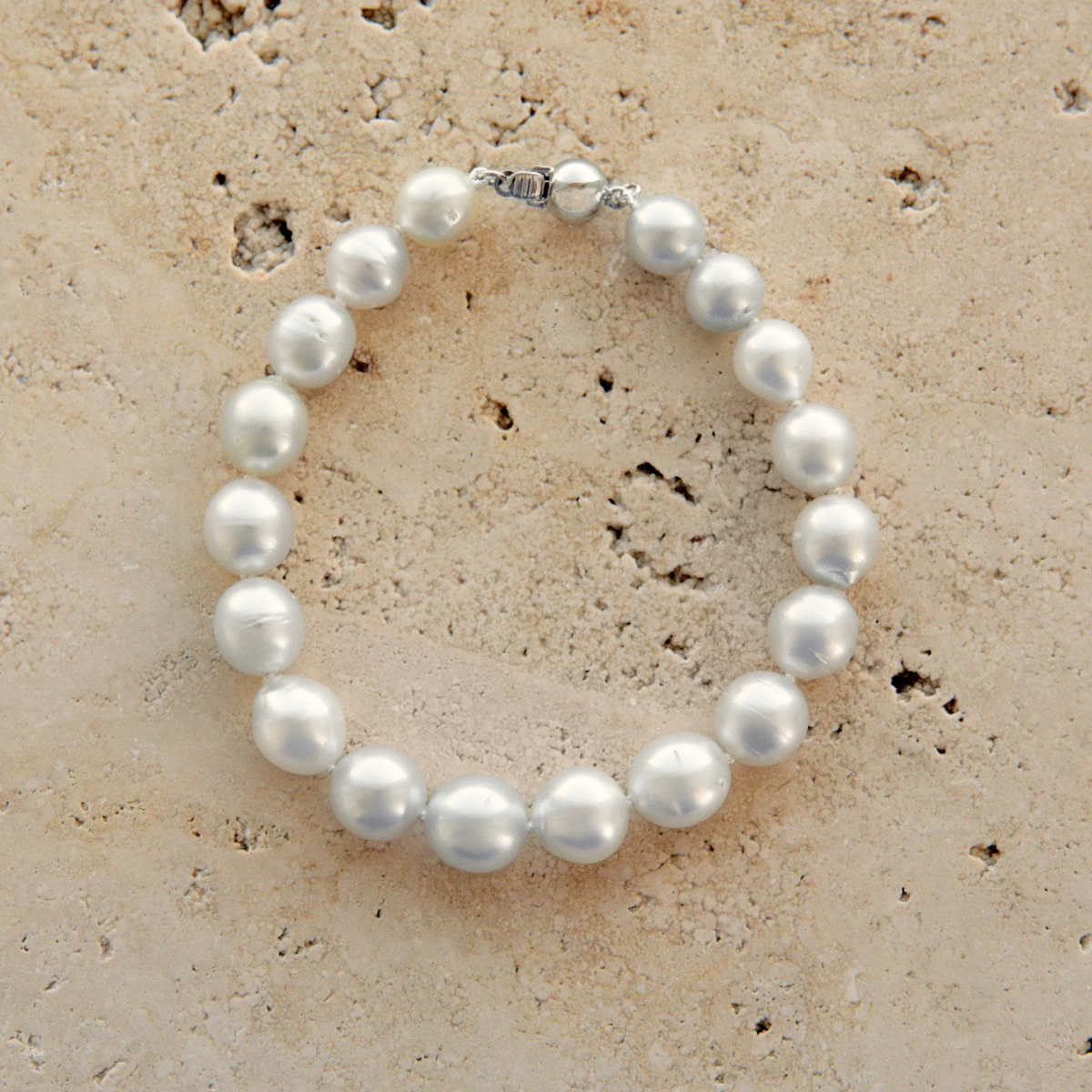 Strand Bracelet Australian South Sea Cygnet Bay Semi Drop 8-10mm B1/B2 18pc Sterling Silver