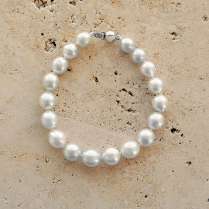 Strand Bracelet Australian South Sea Cygnet Bay Semi Drop 8-10mm B1/B2 18pc Sterling Silver