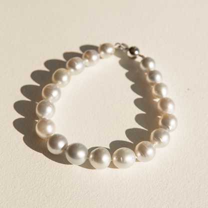 Strand Bracelet Australian South Sea Cygnet Bay Semi Drop 8-10mm B1/B2 18pc Sterling Silver