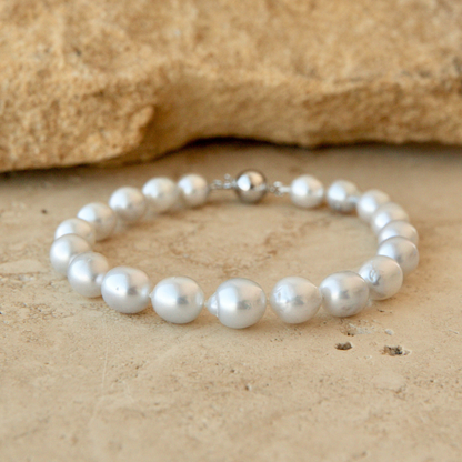 Strand Bracelet Australian South Sea Cygnet Bay Semi Drop 8-10mm B1/B2 19pc Sterling Silver
