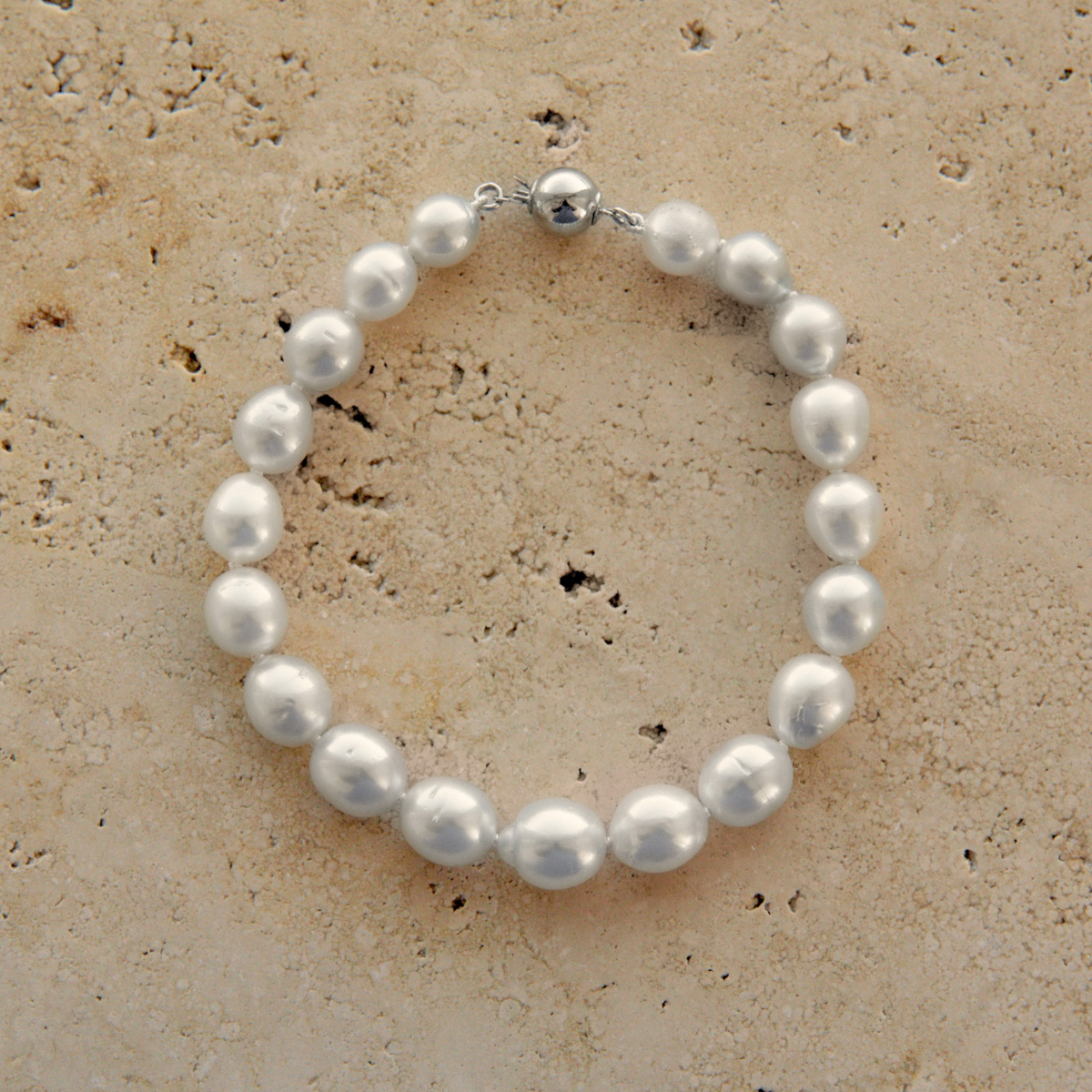 Strand Bracelet Australian South Sea Cygnet Bay Semi Drop 8-10mm B1/B2 19pc Sterling Silver