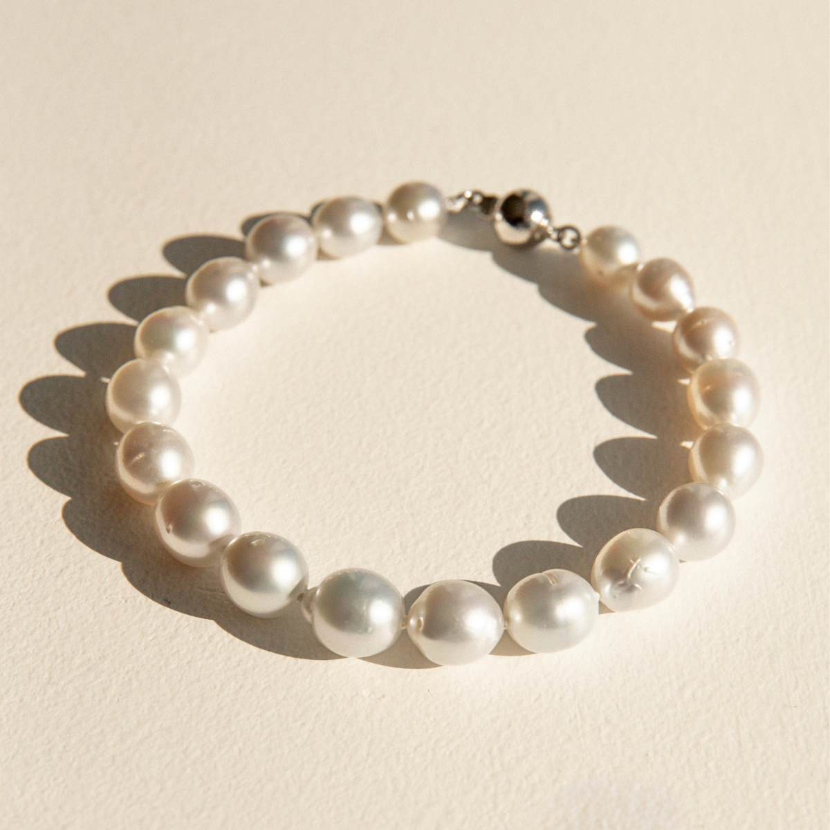 Strand Bracelet Australian South Sea Cygnet Bay Semi Drop 8-10mm B1/B2 19pc Sterling Silver