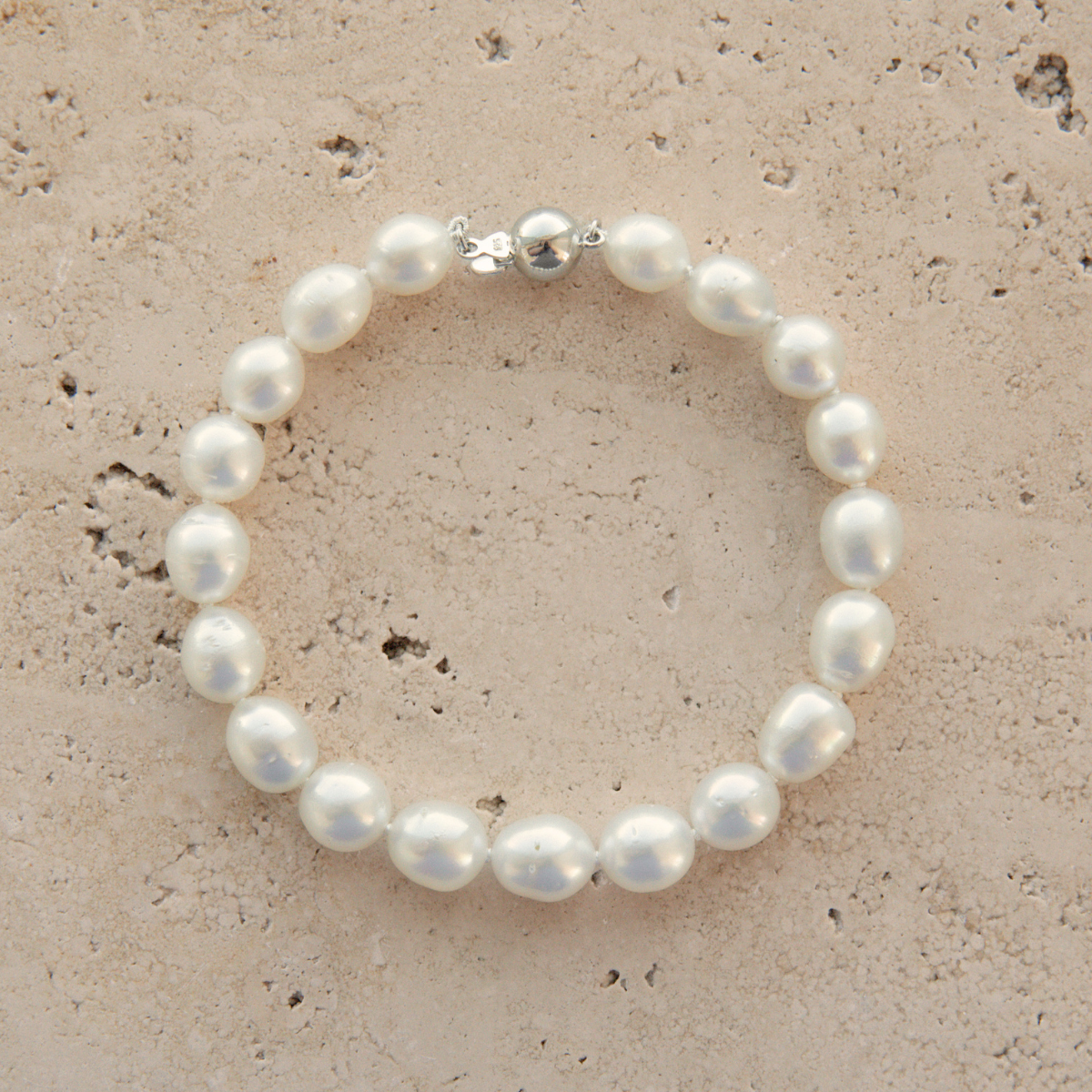 Strand Bracelet Australian South Sea Cygnet Bay Semi Drop 8-9mm B1/B2 19pc Sterling Silver