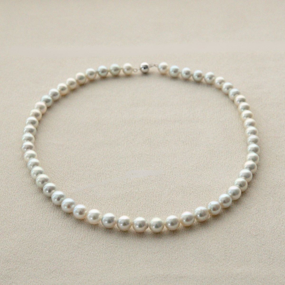 Strand Necklace Australian Akoya Broken Bay 7-7.5mm AA 53pc 43cm 18ct White Gold Ball Clasp