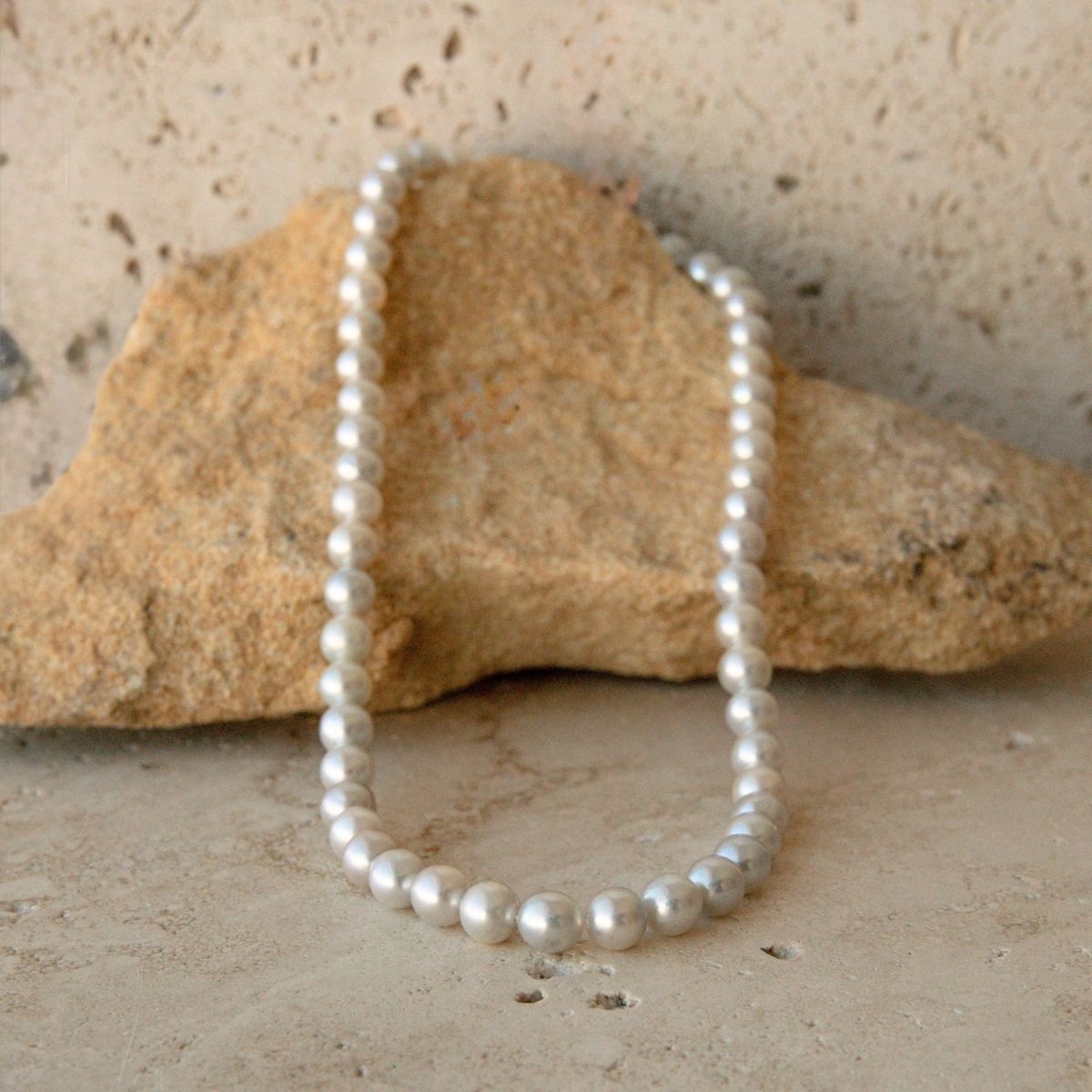 Strand Necklace Australian Akoya Broken Bay 7-8mm AAA 53pc 42.5cm 18ct White Gold Ball Clasp