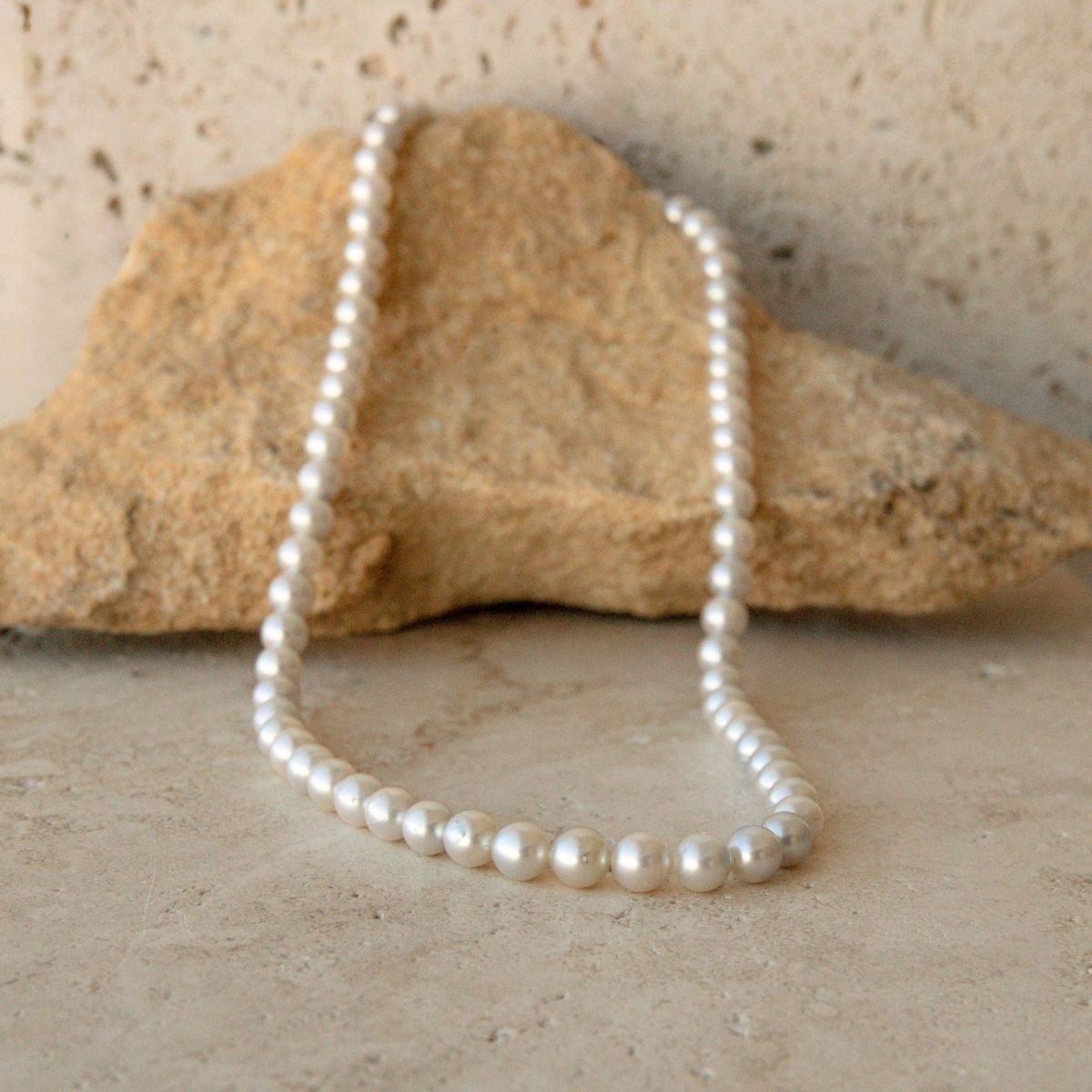 Strand Necklace Australian Akoya Broken Bay 6-7mm AA 67pc 47.5cm 9ct Yellow Gold Ball Clasp