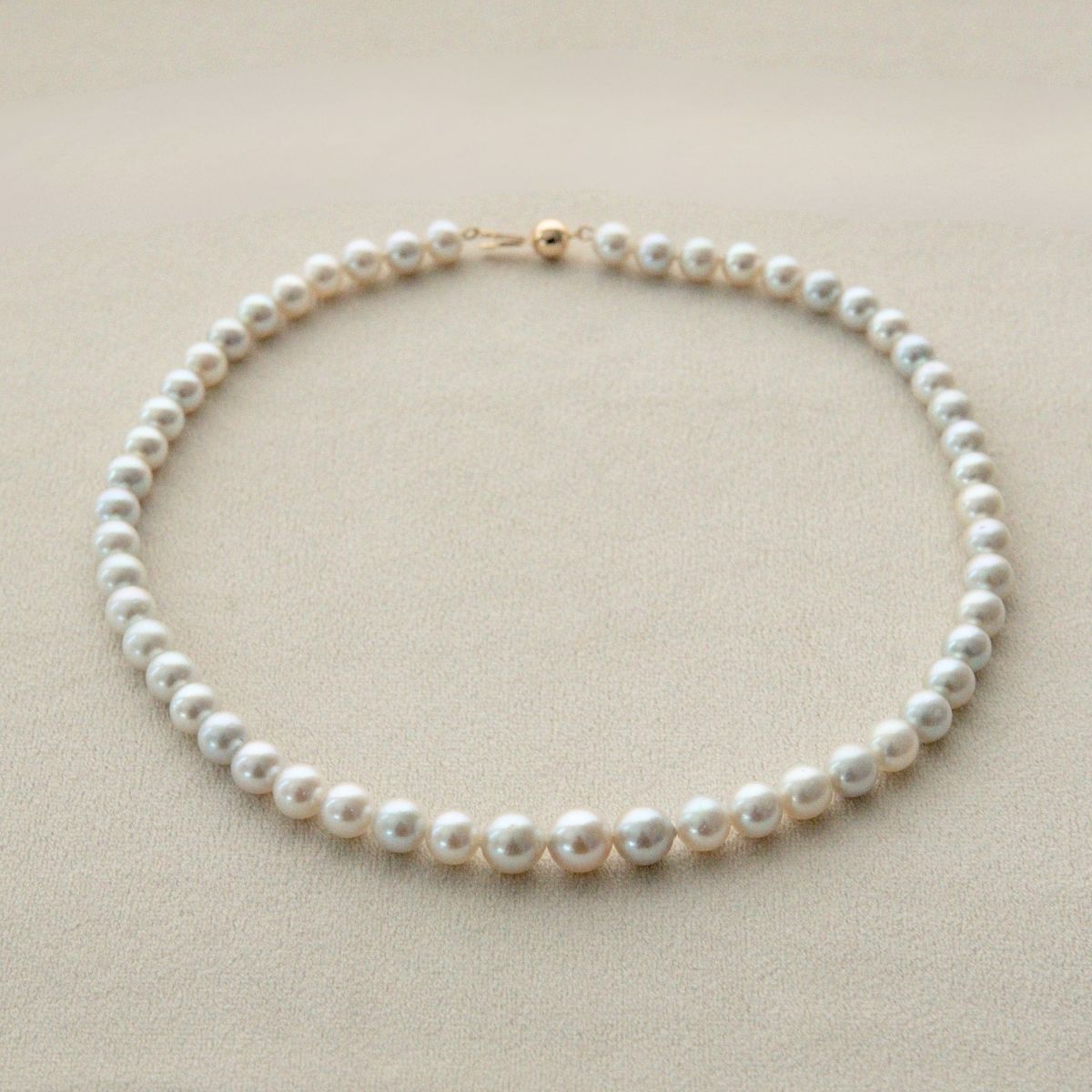 Strand Necklace Australian Akoya Broken Bay 7-9mm AA 54pc 43cm 18ct Yellow Gold Ball Clasp