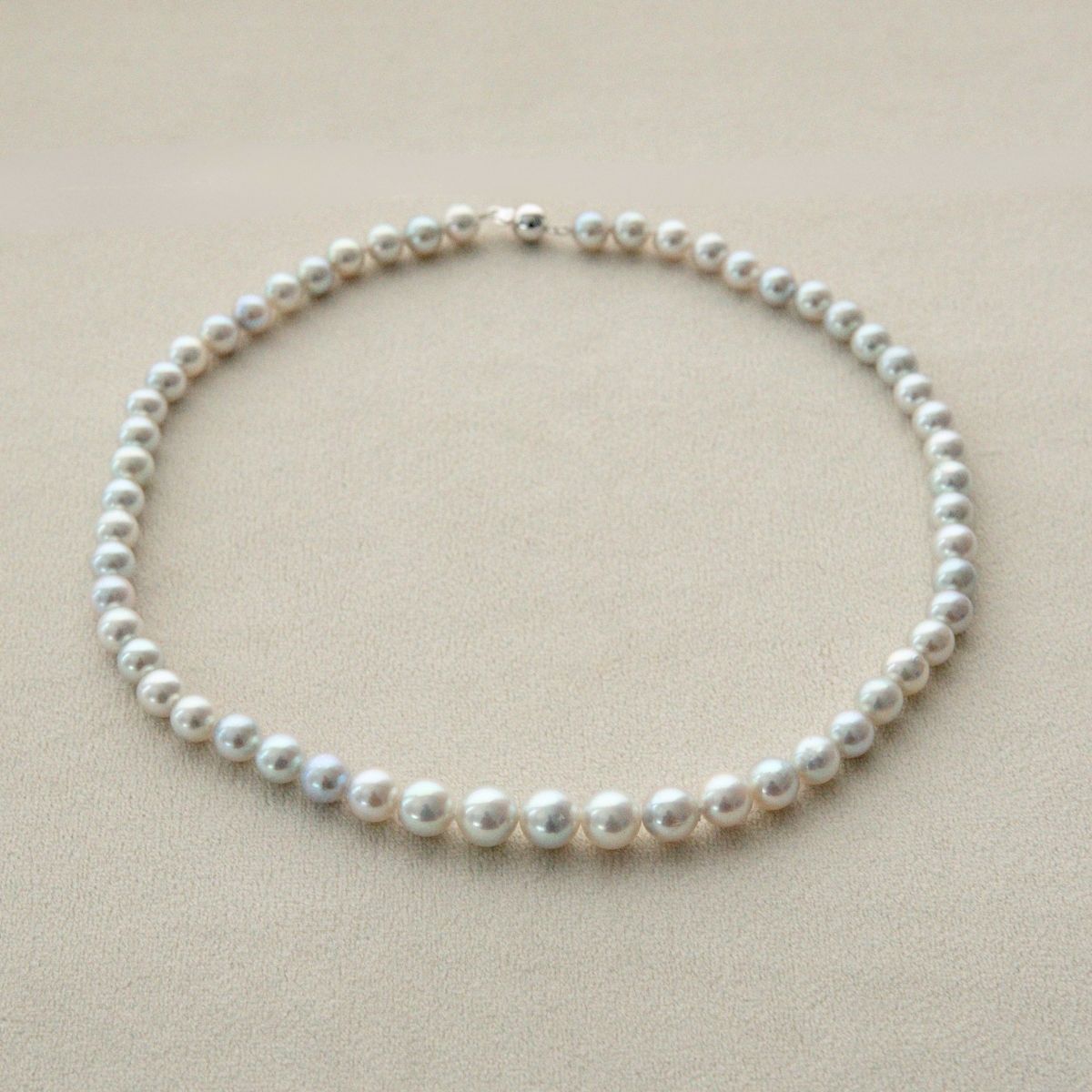 Strand Necklace Australian Akoya Broken Bay 7-8.5mm AAA 55pc 42.5cm 18ct White Gold Ball Clasp