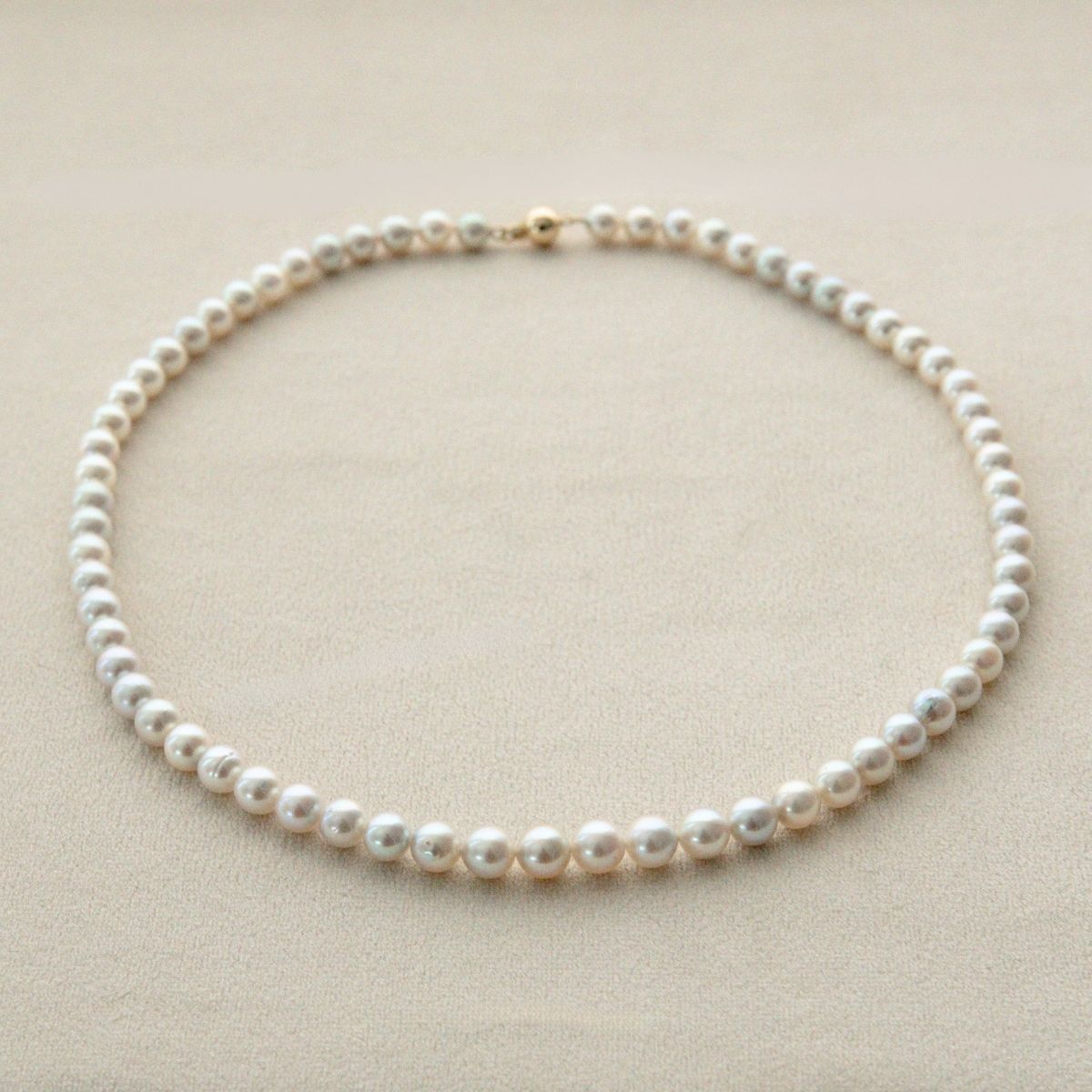 Strand Necklace Australian Akoya Broken Bay 6-7mm AA 67pc 47.5cm 9ct Yellow Gold Ball Clasp