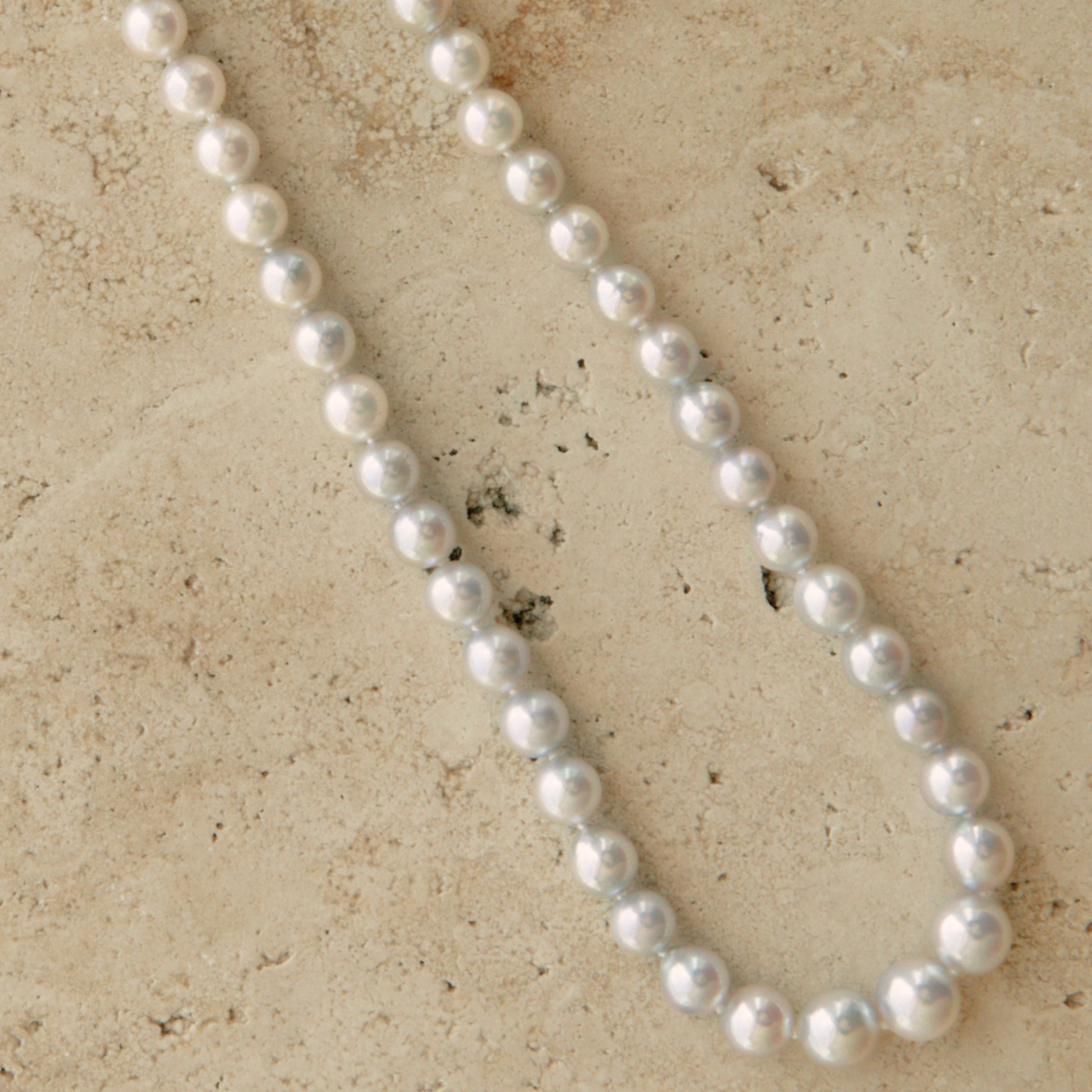 Strand Necklace Australian Akoya Broken Bay Gradient 6.5mm - 8mm AA 61pc 9ct White Gold 46cm