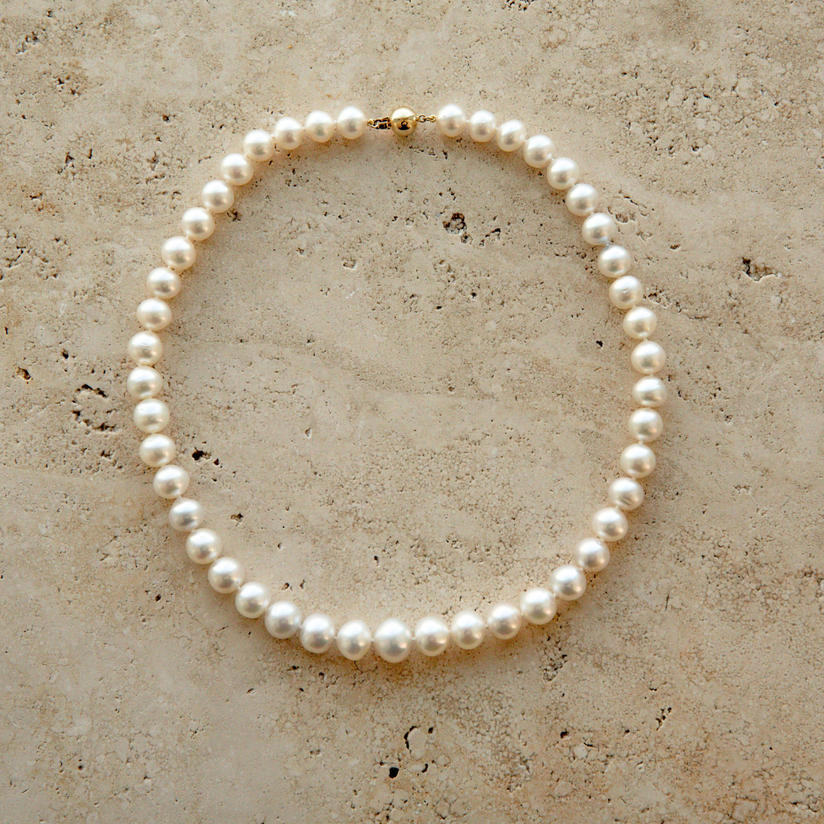 Strand Necklace Australian South Sea Cygnet Bay Button 8.5-11.5mm A3/B2 45pc 42cm 9ct Yellow Gold