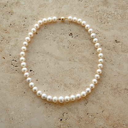 Strand Necklace Australian South Sea Cygnet Bay Button 8.5-11.5mm A3/B2 45pc 42cm 9ct Yellow Gold