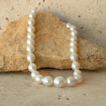 Strand Necklace Australian South Sea Cygnet Bay Drop 10-13.5mm A3/B2 White 29pc 40cm Stainless Steel Invisible Clasp