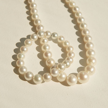 Strand Necklace & Bracelet Set Australian South Sea Cygnet Bay Drop 9-11.5mm B2 White 54pc 62cm Stainless Steel Invisible Clasp