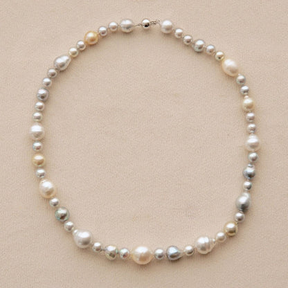 Strand Necklace Australian South Sea Cygnet Bay Mix Shape 8.5-11.5mm B1/B2 & Australian Akoya Broken Bay 6.5-9mm AA 49pc 44cm 9ct White Gold Ball Clasp