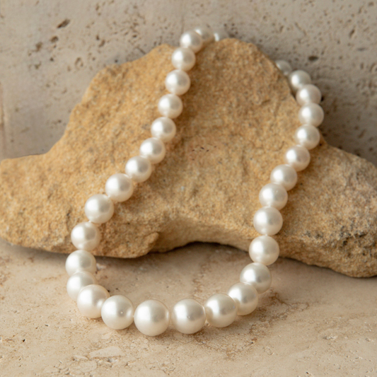Strand Necklace Australian South Sea Cygnet Bay Round 9.5-14mm A3/B2 35pc 38cm Stainless Steel