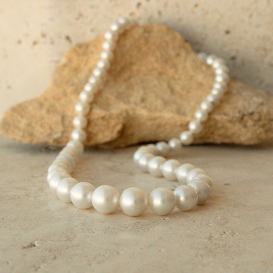 Strand Necklace & Bracelet Set Australian South Sea Cygnet Bay Drop 7.5-14.5mm A2/B2 White 59pc 62cm Stainless Steel Invisible Clasp