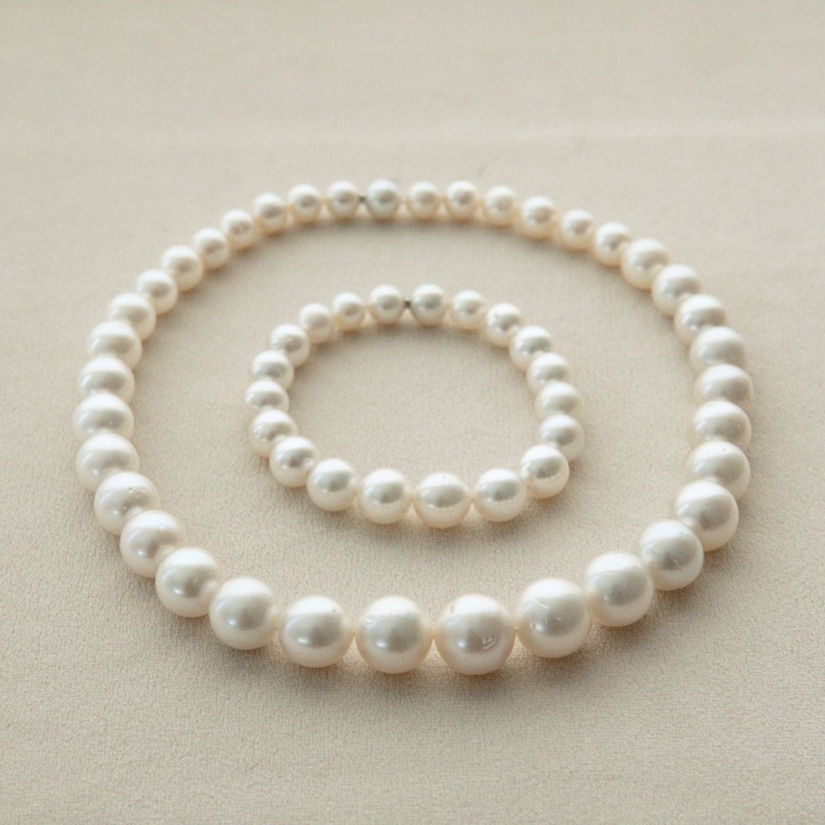 Strand Necklace & Bracelet Set Australian South Sea Cygnet Bay Drop 7.5-14.5mm A2/B2 White 59pc 62cm Stainless Steel Invisible Clasp