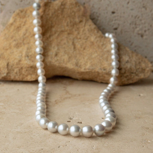 Strand Necklace & Bracelet Set Australian South Sea Cygnet Bay Drop/Semi Drop 8-10mm B2 Silver 61pc 59cm Stainless Steel Invisible Clasp