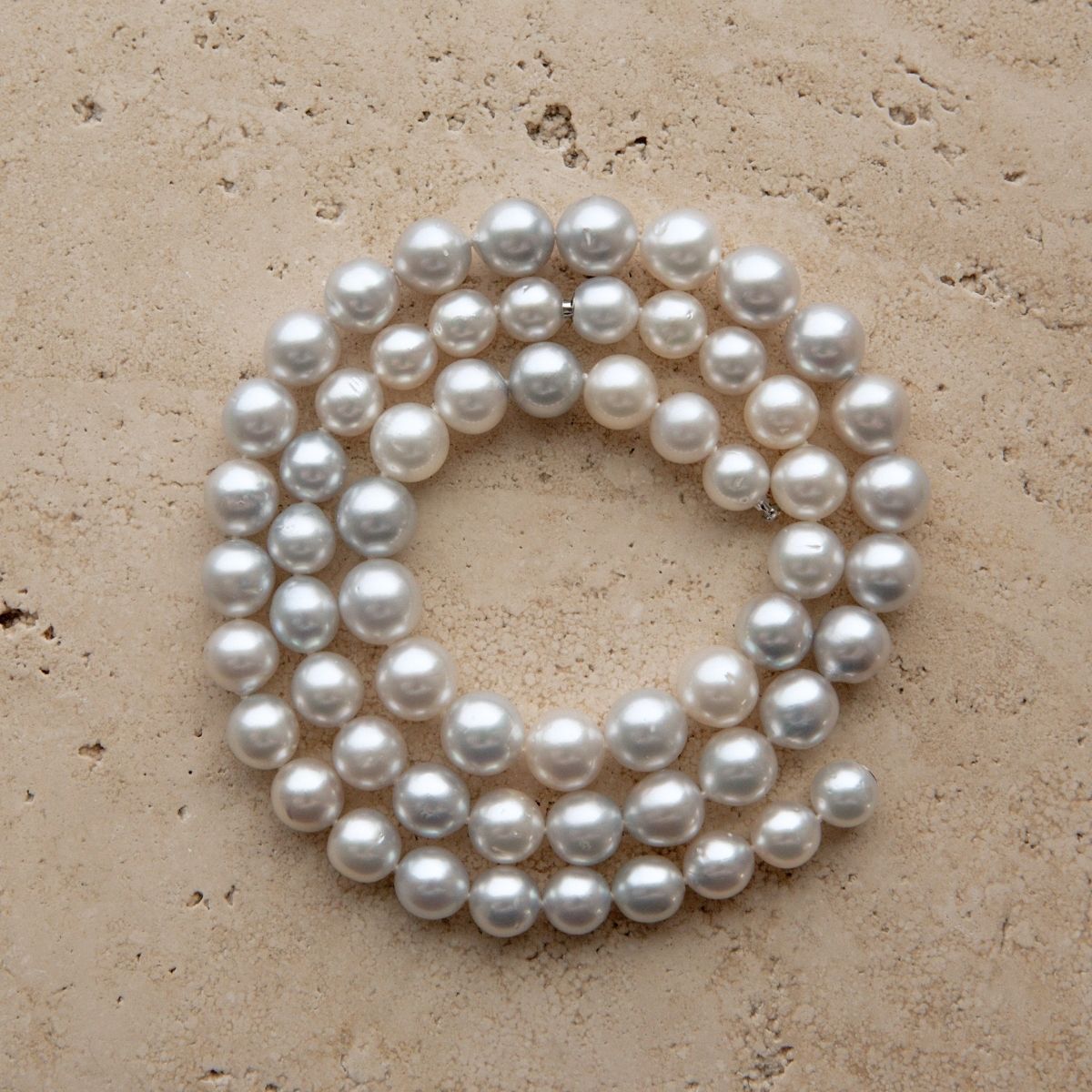 Strand Necklace & Bracelet Set Australian South Sea Cygnet Bay Drop/Semi Drop 8-10mm B2 Silver 61pc 59cm Stainless Steel Invisible Clasp